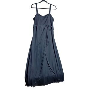 California Concepts Black Pleated Bodice Faux Wrap Maxi Dress 16W 107PP145